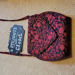 Red and Black Oriental Handbag with Handle